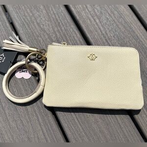 Nanette Lepore Cream Textured Wristlet